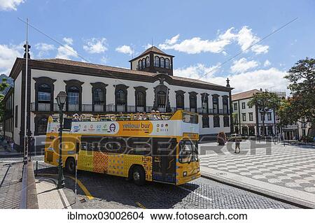 "Tourist bus in front of the town hall or Camara Municipal of Funchal, Praco do Municipio, Santa Luzia, Funchal, Madeira, Portugal, Europe" View Large Photo Image Picture - "Tourist bus in front of the town hall or Camara Municipal of Funchal, Praco do Municipio, Santa Luzia, Funchal, Madeira, Portugal, Europe". Fotosearch