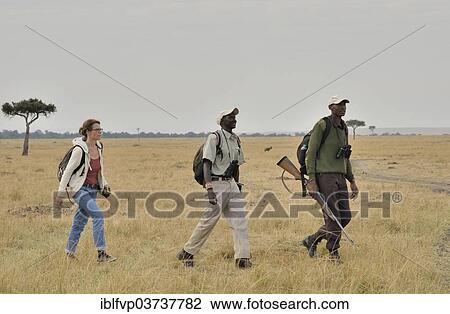 "Tourist with armed guard and guide on a walking safari, Massai Mara, Serengeti, Rift Valley province, Kenya, Africa" View Large Photo Image Stock Image - "Tourist with armed guard and guide on a walking safari, Massai Mara, Serengeti, Rift Valley province, Kenya, Africa". Fotosearch