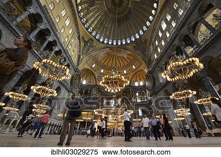 "Tourists admiring the main hall of Hagia Sophia, Ayasofya, UNESCO World Cultural Heritage Site, Istanbul, European side, Istanbul Province, Turkey, European side, Europe" View Large Photo Image Stock Photography - "Tourists admiring the main hall of Hagia Sophia, Ayasofya, UNESCO World Cultural Heritage Site, Istanbul, European side, Istanbul Province, Turkey, European side, Europe". Fotosearch