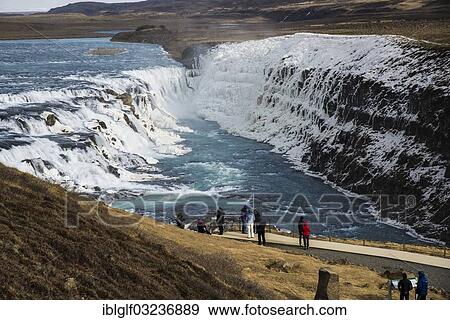"Tourists at Gullfoss, Golden Falls, Selfoss, Southern Region, Iceland, Europe" View Large Photo Image Stock Photo - "Tourists at Gullfoss, Golden Falls, Selfoss, Southern Region, Iceland, Europe". Fotosearch