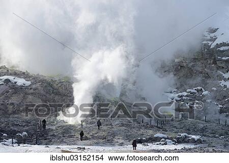 "Tourists at the fumaroles, geothermal active region, Kawayu Onsen, Akan-Nationalpark, Hokkaido, Japan, Asia" View Large Photo Image Picture - "Tourists at the fumaroles, geothermal active region, Kawayu Onsen, Akan-Nationalpark, Hokkaido, Japan, Asia". Fotosearch