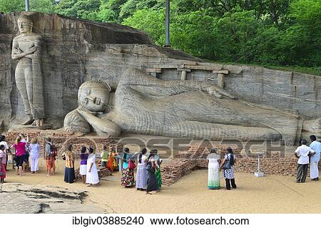 "Tourists in front of a lying and a standing Buddha statue, Gal Vihara, UNESCO World Heritage Site, Polonnaruwa, North Central Province, Sri Lanka, Asia" View Large Photo Image Stock Image - "Tourists in front of a lying and a standing Buddha statue, Gal Vihara, UNESCO World Heritage Site, Polonnaruwa, North Central Province, Sri Lanka, Asia". Fotosearch