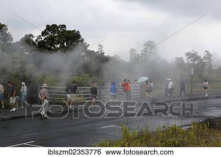 "Tourists observing steam vents, hot springs, Hawaii Volcanoes National Park, Big Island, Hawaii, USA" View Large Photo Image Stock Photograph - "Tourists observing steam vents, hot springs, Hawaii Volcanoes National Park, Big Island, Hawaii, USA". Fotosearch