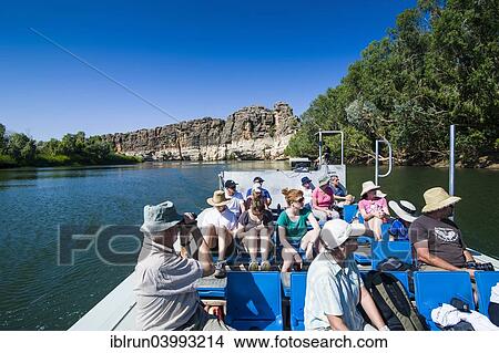 "Tourists on a tourist boat in the Geikie Gorge, Kimberley, Western Australia" View Large Photo Image Picture - "Tourists on a tourist boat in the Geikie Gorge, Kimberley, Western Australia". Fotosearch