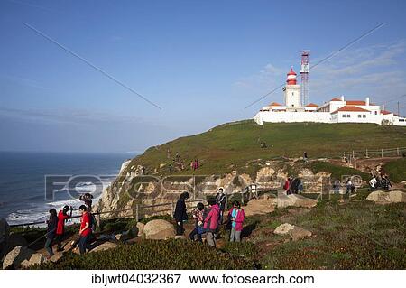"Tourists on the cliffs, lighthouse, the westernmost point of continental Europe, Cabo da Roca, Sintra, Portugal, Europe" View Large Photo Image Stock Photo - "Tourists on the cliffs, lighthouse, the westernmost point of continental Europe, Cabo da Roca, Sintra, Portugal, Europe". Fotosearch