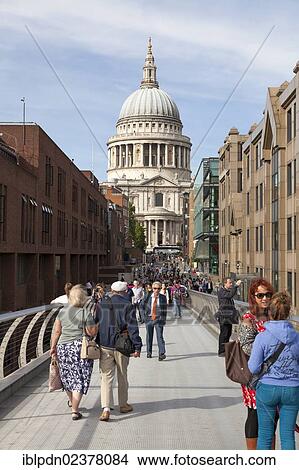 "Tourists on the Millennium Bridge, Saint Paul's Cathedral at back, London, England, United Kingdom, Europe" View Large Photo Image Picture - "Tourists on the Millennium Bridge, Saint Paul's Cathedral at back, London, England, United Kingdom, Europe". Fotosearch