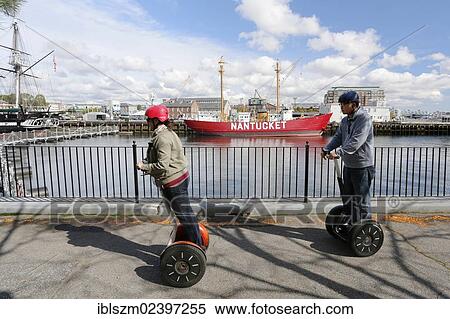 "Tourists riding segways round the port, North End of Boston, Massachusetts, USA" View Large Photo Image Stock Photography - "Tourists riding segways round the port, North End of Boston, Massachusetts, USA". Fotosearch