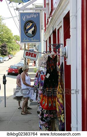 Picture - "Tourists shopping, Montague St., Lunenburg, Eastern Shore, Maritime Provinces, Nova Scotia, Canada, North America". Fotosearch