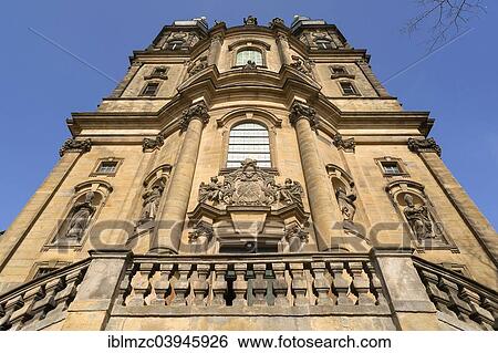 Stock Photograph - "Tower, Banz Abbey, former Benedictine monastery, South German Baroque, early 18th century, Bad Staffelstein, Upper Franconia, Bavaria, Germany, Europe". Fotosearch