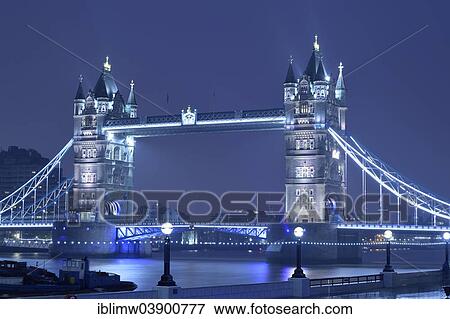 Stock Photo - "Tower Bridge at night, London, England, United Kingdom, Europe". Fotosearch