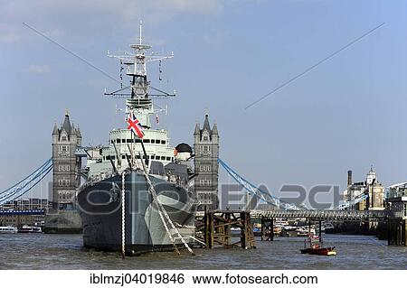 "Tower Bridge behind the HMS Belfast museum ship of the Imperial War Museum, River Thames, South Bank, London, England, United Kingdom, Europe" View Large Photo Image Stock Photograph - "Tower Bridge behind the HMS Belfast museum ship of the Imperial War Museum, River Thames, South Bank, London, England, United Kingdom, Europe". Fotosearch