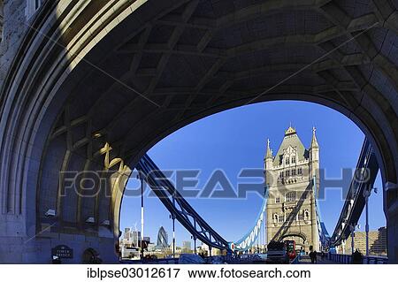 "Tower Bridge, seen through the gate of the south tower towards the north tower, City of London, London, London region, England, United Kingdom, Europe" View Large Photo Image Stock Photo - "Tower Bridge, seen through the gate of the south tower towards the north tower, City of London, London, London region, England, United Kingdom, Europe". Fotosearch