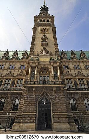 Stock Image - "Tower, City Hall, Hamburg, Germany, Europe". Fotosearch