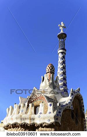 "Tower, gatehouse, designed by Antoni Gaudi, Park Guell, UNESCO World Heritage Site, Barcelona, ​​Catalonia, Spain, Europe" View Large Photo Image Stock Image - "Tower, gatehouse, designed by Antoni Gaudi, Park Guell, UNESCO World Heritage Site, Barcelona, ​​Catalonia, Spain, Europe". Fotosearch