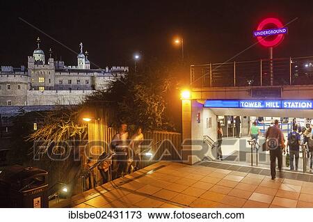"Tower Hill Station, an undergrouind railway station, Tower of London at night, London, England, United Kingdom, Europe" View Large Photo Image Stock Image - "Tower Hill Station, an undergrouind railway station, Tower of London at night, London, England, United Kingdom, Europe". Fotosearch