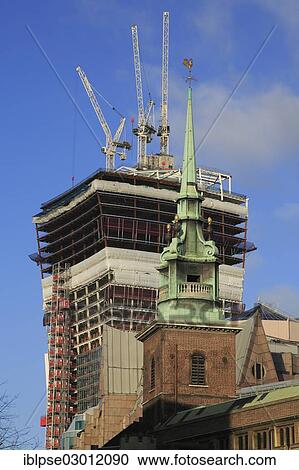 "Tower of All Hallows by the Tower Church in front of the high-rise construction site of 20 Fenchurch Street, City of London, London, London region, England, United Kingdom, Europe" View Large Photo Image Stock Image - "Tower of All Hallows by the Tower Church in front of the high-rise construction site of 20 Fenchurch Street, City of London, London, London region, England, United Kingdom, Europe". Fotosearch