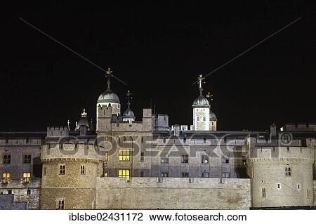 Stock Image - "Tower of London at night, London, England, United Kingdom, Europe". Fotosearch