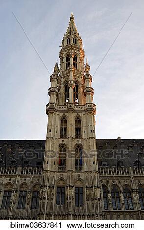 "Tower of the town hall, Hotel de Ville, Grote Markt, Grand Place, UNESCO World Heritage Site, Brussels, Brussels Region, Belgium, Europe" View Large Photo Image Stock Image - "Tower of the town hall, Hotel de Ville, Grote Markt, Grand Place, UNESCO World Heritage Site, Brussels, Brussels Region, Belgium, Europe". Fotosearch
