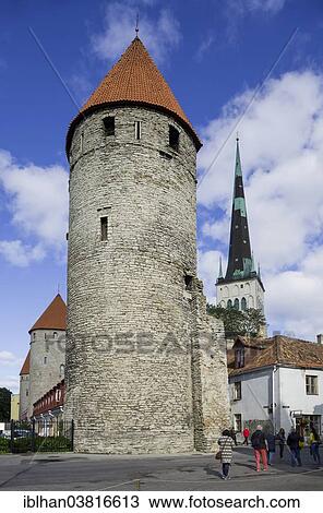 "Towers of the town fortification with St. Olaf's Church, Vanalinn, Tallinn, Harju, Estonia, Europe" View Large Photo Image Stock Image - "Towers of the town fortification with St. Olaf's Church, Vanalinn, Tallinn, Harju, Estonia, Europe". Fotosearch