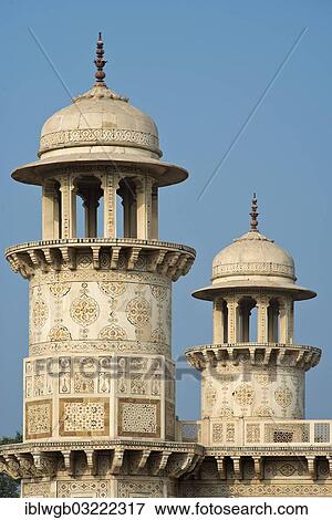 "Towers with intricate marble inlays of an Islamic mausoleum, tomb of Mirza Ghiyas Beg, Itimad-ud-Daula, Agra, Uttar Pradesh, India, Asia" View Large Photo Image Stock Photo - "Towers with intricate marble inlays of an Islamic mausoleum, tomb of Mirza Ghiyas Beg, Itimad-ud-Daula, Agra, Uttar Pradesh, India, Asia". Fotosearch