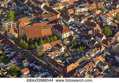 Picture - "Town Church and Town Hall with the market square, Teterow, Mecklenburg-Western Pomerania, Germany, Europe". Fotosearch
