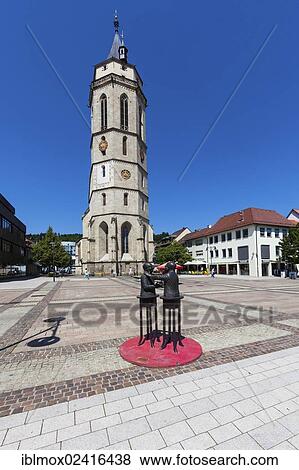 Stock Photo - Town Church of Balingen, Neckar, Black Forest, Balingen, Baden-Wuerttemberg, Germany, Europe, PublicGround, Europe. Fotosearch