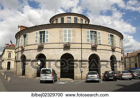 Stock Image - Town hall circular of Ambert. Puy de Dome. Auvergne. France. Fotosearch