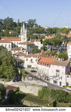 Town Hall, from the esplanade of Sintra National Palace, Palacio Nacional de Sintra, Sintra Cascais Natural Park, Grande Lisboa, Lisbon Region, Portugal, Europe View Large Photo Image Stock Photo - Town Hall, from the esplanade of Sintra National Palace, Palacio Nacional de Sintra, Sintra Cascais Natural Park, Grande Lisboa, Lisbon Region, Portugal, Europe. Fotosearch