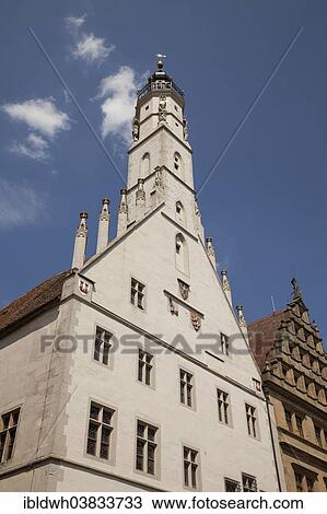 Stock Image - "Town Hall, historic centre, Rothenburg ob der Tauber, Tauber Valley, Franconia, Bavaria, Germany, Europe". Fotosearch