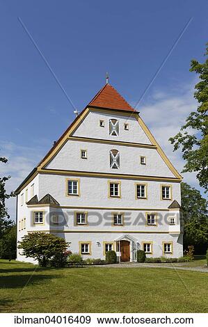 Stock Photo - "Town hall in former castle, Schechen, Upper Bavaria, Bavaria, Germany, Europe". Fotosearch