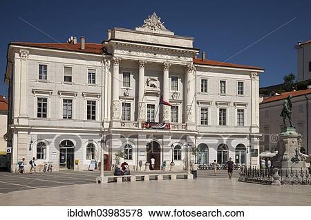 "Town Hall in Tartini Square, Piran, Istria, Slovenia, Europe" View Large Photo Image Stock Photo - "Town Hall in Tartini Square, Piran, Istria, Slovenia, Europe". Fotosearch