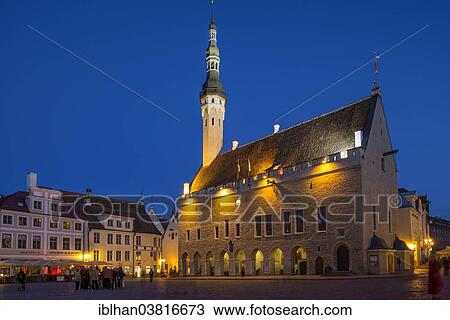 "Town Hall in the evening, Vanalinn, Tallinn, Harju, Estonia, Europe" View Large Photo Image Stock Image - "Town Hall in the evening, Vanalinn, Tallinn, Harju, Estonia, Europe". Fotosearch