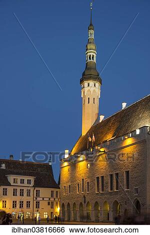 "Town Hall in the evening, Vanalinn, Tallinn, Harju, Estonia, Europe" View Large Photo Image Stock Photograph - "Town Hall in the evening, Vanalinn, Tallinn, Harju, Estonia, Europe". Fotosearch