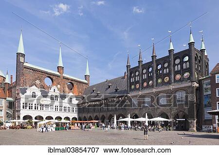 "Town Hall in the market square of Lubeck, Schleswig-Holstein, Germany, Europe" View Large Photo Image Stock Photo - "Town Hall in the market square of Lubeck, Schleswig-Holstein, Germany, Europe". Fotosearch