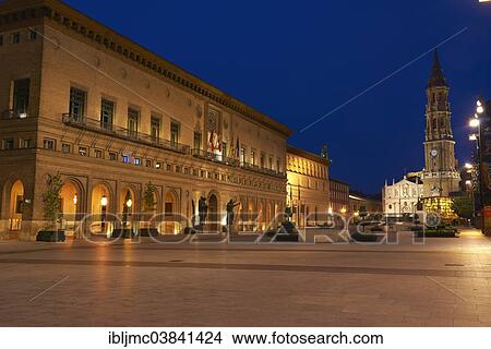 "Town Hall, La Seo Cathedral, Plaza del Pilar square, Zaragoza, Aragon, Spain, Europe" View Large Photo Image Picture - "Town Hall, La Seo Cathedral, Plaza del Pilar square, Zaragoza, Aragon, Spain, Europe". Fotosearch