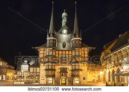"Town hall of Wernigerode, at night, Wernigerode, Saxony-Anhalt, Germany, Europe" View Large Photo Image Stock Image - "Town hall of Wernigerode, at night, Wernigerode, Saxony-Anhalt, Germany, Europe". Fotosearch