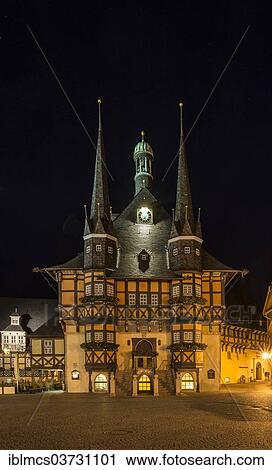 "Town hall of Wernigerode, at night, Wernigerode, Saxony-Anhalt, Germany, Europe" View Large Photo Image Stock Image - "Town hall of Wernigerode, at night, Wernigerode, Saxony-Anhalt, Germany, Europe". Fotosearch