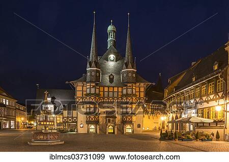 "Town hall of Wernigerode, at night, Wernigerode, Saxony-Anhalt, Germany, Europe" View Large Photo Image Stock Photo - "Town hall of Wernigerode, at night, Wernigerode, Saxony-Anhalt, Germany, Europe". Fotosearch