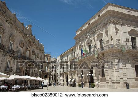 "Town Hall on Piazza Duomo, Cathedral Square, Vermexio Palace, Siracusa, Syracuse, Ortigia, Ortygia Island, Sicily, Italy, Europe" View Large Photo Image Stock Image - "Town Hall on Piazza Duomo, Cathedral Square, Vermexio Palace, Siracusa, Syracuse, Ortigia, Ortygia Island, Sicily, Italy, Europe". Fotosearch