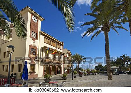 Stock Image - "Town Hall on Plaza de las Americas square, San Sebastian, La Gomera, Canary Islands, Spain, Europe". Fotosearch