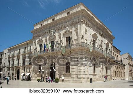 "Town hall on the cathedral square, Vermexio Palace, Syracuse, Ortygia or Ortigia, Sicily, Italy, Europe" View Large Photo Image Stock Photo - "Town hall on the cathedral square, Vermexio Palace, Syracuse, Ortygia or Ortigia, Sicily, Italy, Europe". Fotosearch