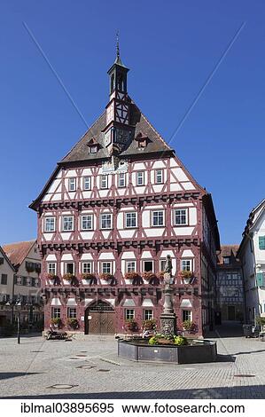 "Town hall on the market square, Markgroningen, Baden-Wurttemberg, Germany, Europe" View Large Photo Image Stock Photography - "Town hall on the market square, Markgroningen, Baden-Wurttemberg, Germany, Europe". Fotosearch