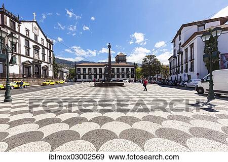 Stock Photo - "Town hall or Camara Municipal of Funchal, Praco do Municipio, Santa Luzia, Funchal, Madeira, Portugal, Europe". Fotosearch