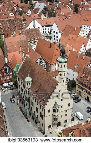 "Town Hall seen from """"Daniel"""", the steeple of St. George's Church, historic center, Nordlingen, Bavaria, Germany, Europe" View Large Photo Image Stock Image - "Town Hall seen from """"Daniel"""", the steeple of St. George's Church, historic center, Nordlingen, Bavaria, Germany, Europe". Fotosearch