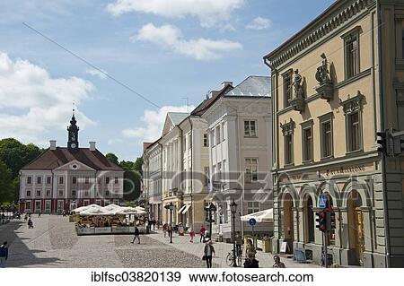 Stock Photo - "Town Hall, Town Hall Square, Tartu, Estonia, Baltic States, Europe". Fotosearch