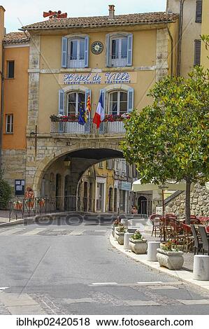 Town hall with a French flag, Fayence, Cote d'Azur, France, Europe View Large Photo Image Stock Photo - Town hall with a French flag, Fayence, Cote d'Azur, France, Europe. Fotosearch