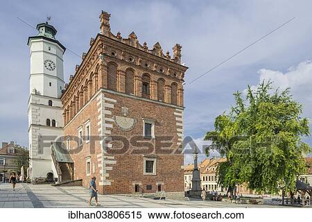 "Town Hall with a tower at the market place, Tarnow, Lesser Poland Voivodeship, Poland, Europe" View Large Photo Image Stock Photography - "Town Hall with a tower at the market place, Tarnow, Lesser Poland Voivodeship, Poland, Europe". Fotosearch