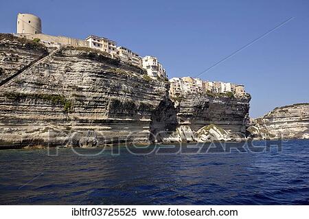 "Town of Bonifacio located on a limestone plateau, Bonifacio, Corsica, France, Europe" View Large Photo Image Stock Photography - "Town of Bonifacio located on a limestone plateau, Bonifacio, Corsica, France, Europe". Fotosearch