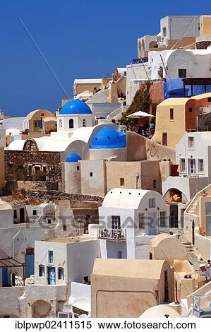 Stock Photography - "Town of Oia, Ia, Santorini, Cyclades Islands, Greece, Europe". Fotosearch