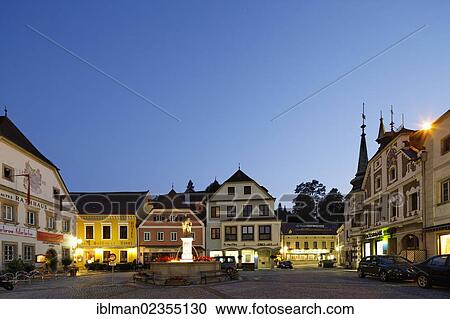 Stock Image - "Town square in Grein, Muehlviertel region, Upper Austria, Austria, Europe, PublicGround, Europe". Fotosearch